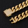 14K Gold 12mm Moissanite Diamond Clasp Miami Cuban Link Chain