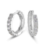 Men’s S925 Sterling Silver Hoop Earrings with Moissanite Diamonds