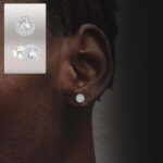 S925 Sterling Silver Men’s Moissanite Round Stud Earrings – Iced Design