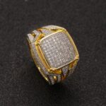 Stunning 14K Gold Moissanite Men’s Ring – Elegant Platform Design