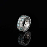 Stunning Moissanite Blue & White Two-Row Eternity Ring – Sparkling Diamond Alternative Jewelry