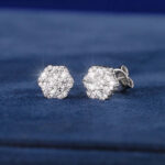 Stunning 4.2CT Moissanite Cluster Hexagon Earrings in 925 Sterling Silver