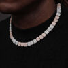 Brilliant 10mm Moissanite Two-Tone Halo Baguette Link Chain Necklace